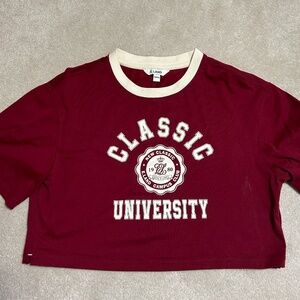 Red baseball oversized tee